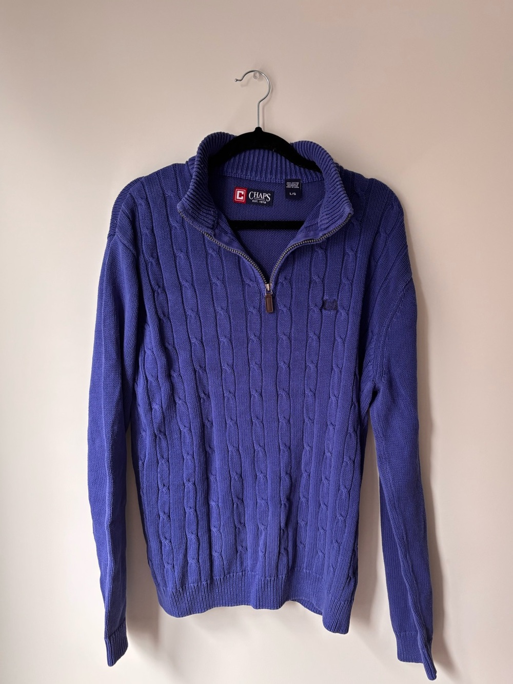 Chaps Men’s Blue Cable-Knit Half-Zip Sweater